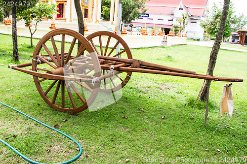 Image of Wooden cart Thai Style in Thailand Garden