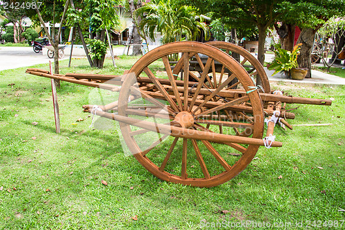 Image of Wooden cart Thai Style in Thailand Garden