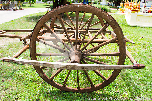 Image of Wooden cart Thai Style in Thailand Garden