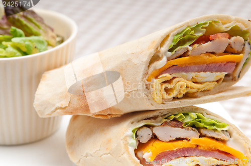 Image of club sandwich pita bread roll