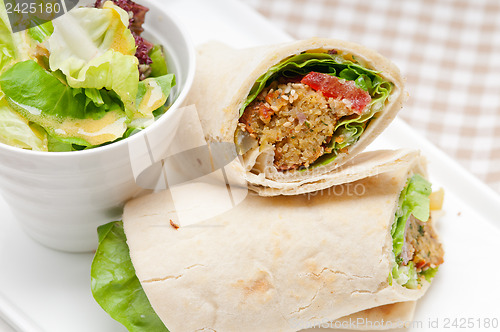 Image of falafel pita bread roll wrap sandwich