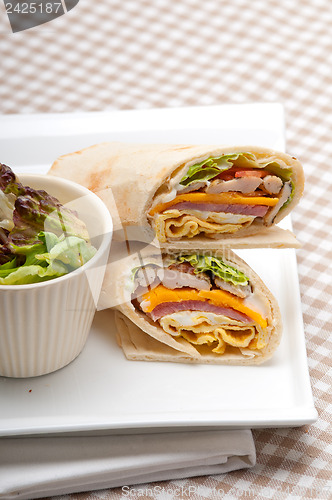 Image of club sandwich pita bread roll