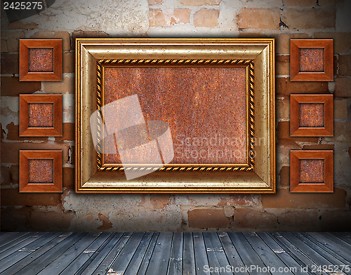 Image of backdrop with wooden frame on wall