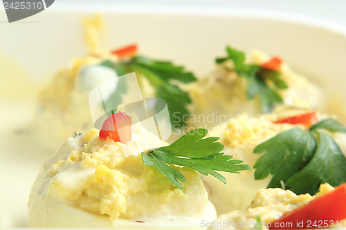 Image of easter stuffed eggs on plate