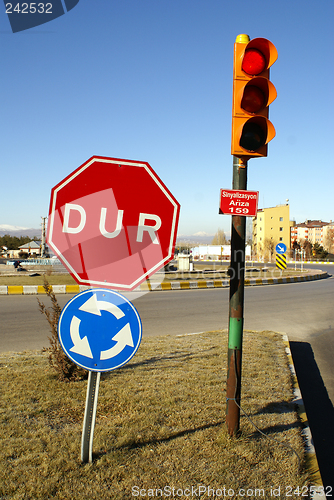 Image of Red road sign