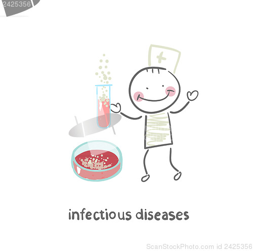 Image of infectious diseases specialist working with test tubes in which 