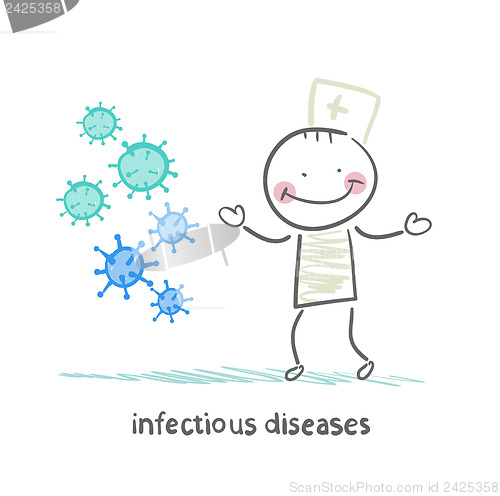 Image of infectious diseases stands next to infection