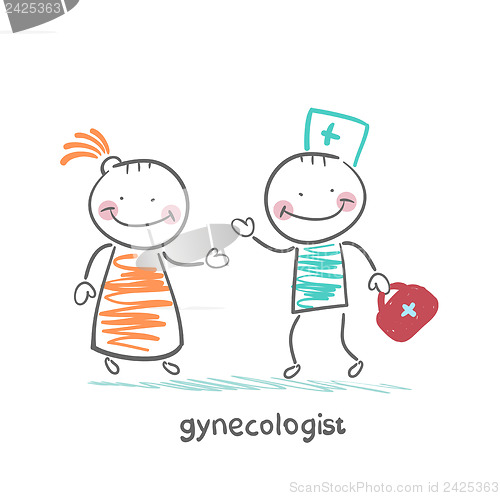 Image of gynecologist says with a patient