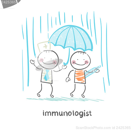 Image of immunologist umbrella covers the patient
