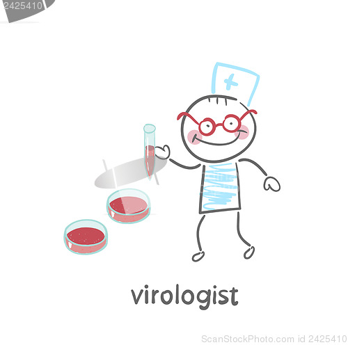 Image of virologist  working with a test tube