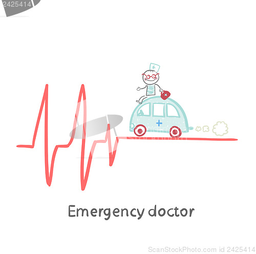 Image of Emergency doctor traveling by car on ECG