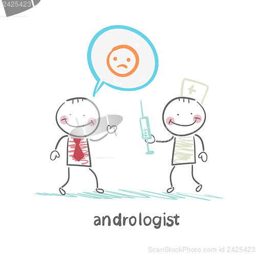 Image of andrologist makes the patient an injection