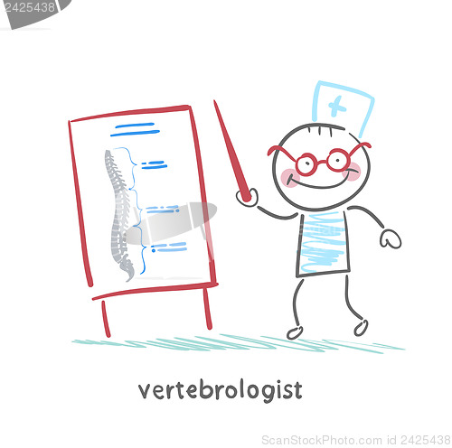 Image of vertebrologist tells a presentation on the spine