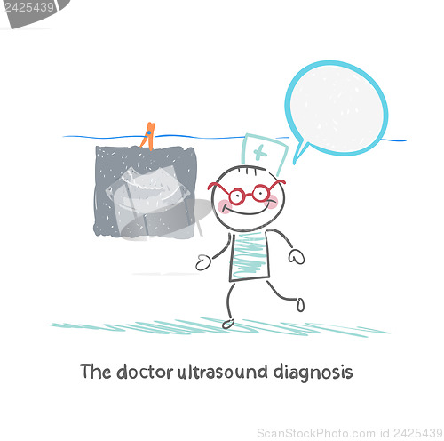 Image of The doctor ultrasound diagnosis is looking at ultrasound images 