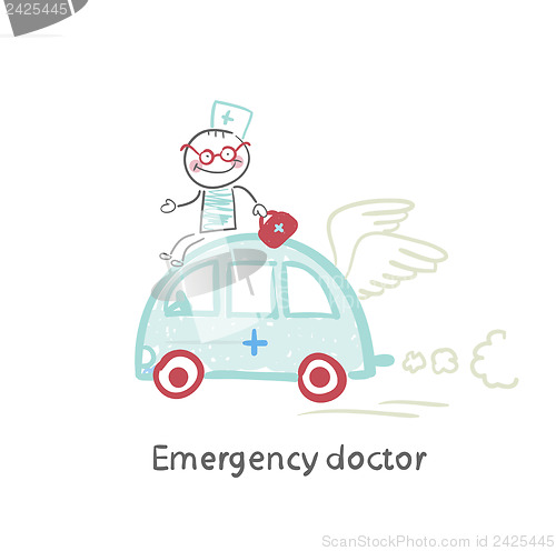 Image of Emergency doctor travels by car