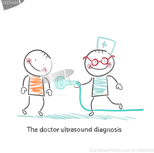 Image of The doctor ultrasound diagnosis works with the patient