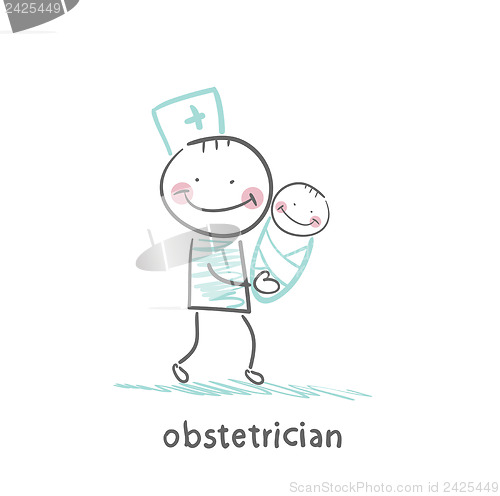 Image of obstetrician with baby