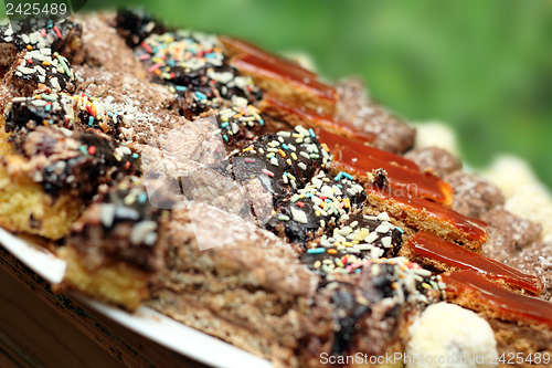 Image of various cakes on plate