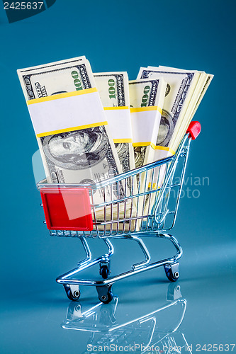 Image of shopping cart and money