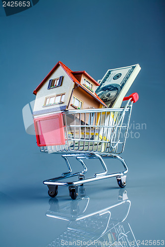 Image of shopping cart and house