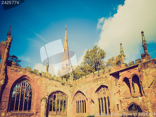 Image of Retro look Coventry Cathedral ruins