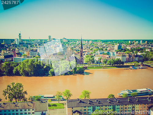 Image of Retro look Aerial view of Frankfurt