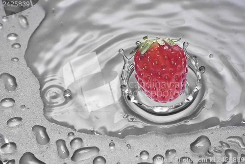 Image of strawberry falling into water