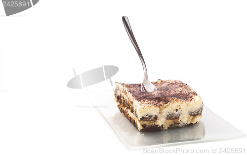 Image of tiramisu dessert isolated on white