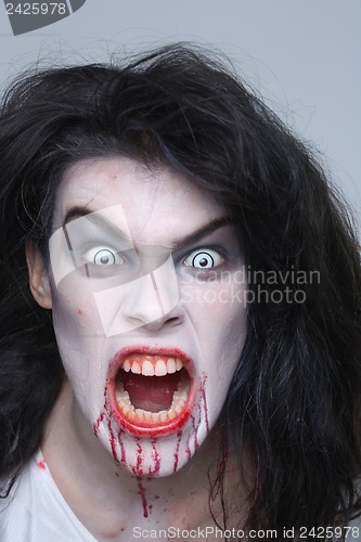 Image of Psychotic Bleeding Woman in a Horror Themed Image