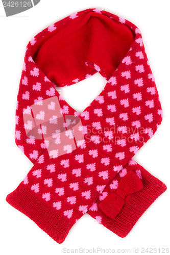 Image of red scarf with a pattern of heart