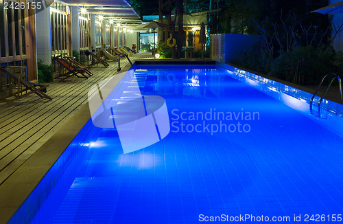 Image of Pool and garden by night