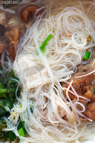 Image of Thai soup with noodles and meat