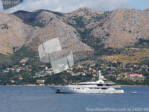 Image of Yacht with Crotia coast in the background