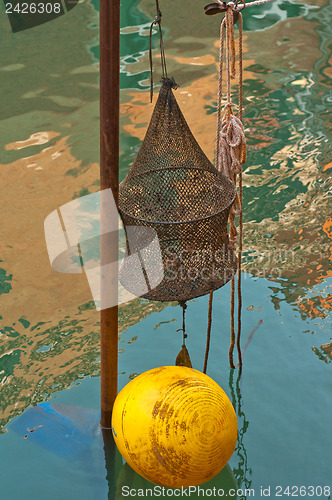 Image of Venice Italy fishing gear on canal