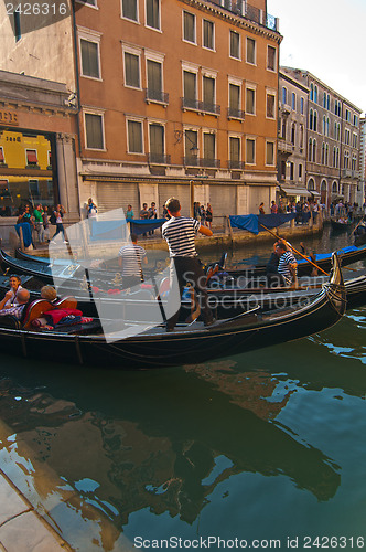 Image of Venice Italy Gondolas on canal 