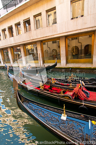 Image of Venice Italy Gondolas on canal 