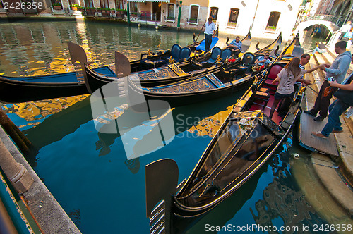 Image of Venice Italy gondolas on canal