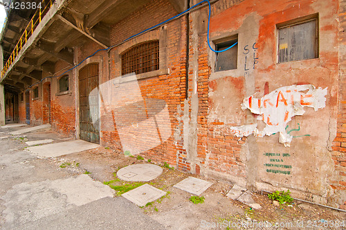 Image of Venice Italy old  port industrial building