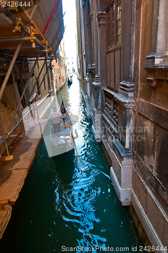 Image of Venice Italy Gondolas on canal 