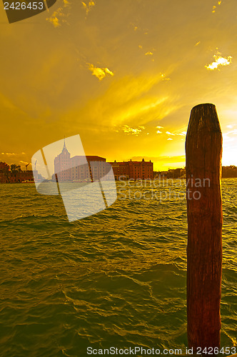 Image of Venice Italy lagune view with bricole