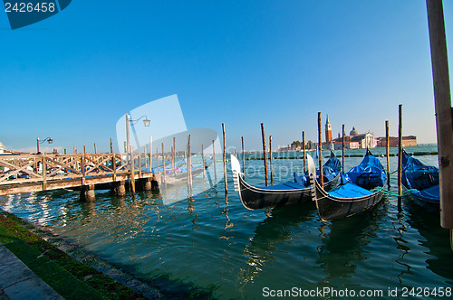 Image of Venice Italy pittoresque view of gondolas 