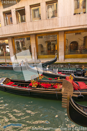 Image of Venice Italy Gondolas on canal 