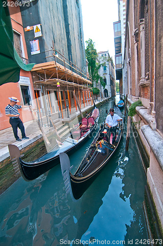 Image of Venice Italy Gondolas on canal 
