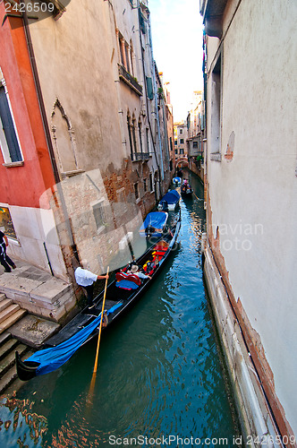 Image of Venice Italy Gondolas on canal 