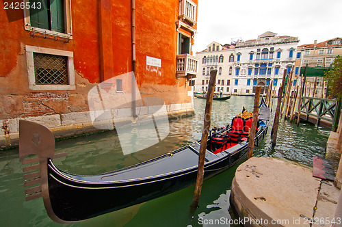 Image of Venice Italy Gondolas on canal 