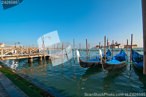 Image of Venice Italy pittoresque view of gondolas 