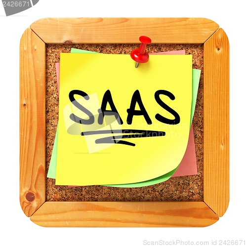 Image of SAAS. Yellow Sticker on Bulletin.