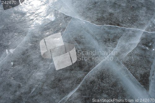 Image of Sun reflecting in the cracked ice surface