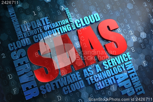 Image of SAAS.  Wordcloud Concept.