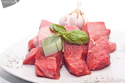 Image of Raw beef on white